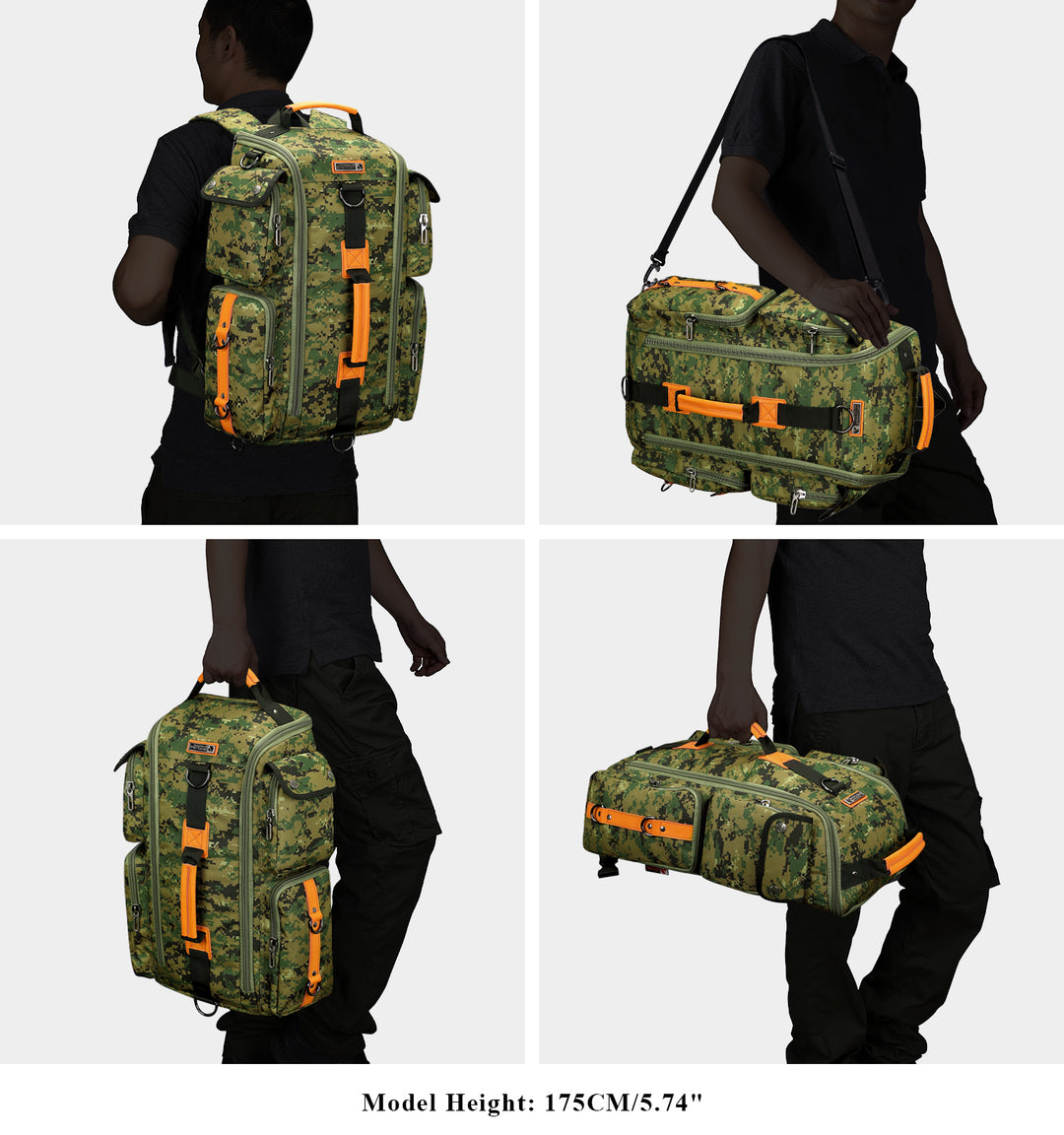 #Color_Camo Green Nylon Travel Backpack