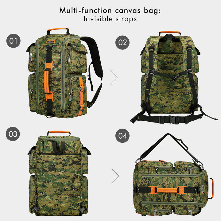 #Color_Camo Green Nylon Travel Backpack