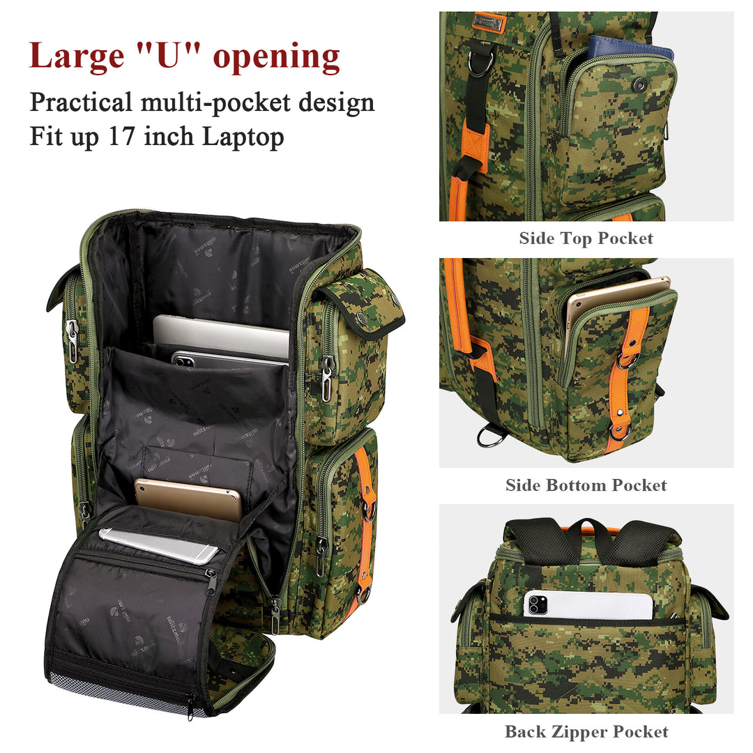 #Color_Camo Green Nylon Travel Backpack