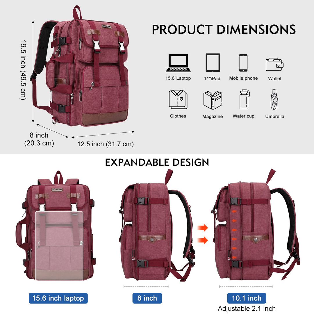 #Color_Red Canvas Travel Backpacks