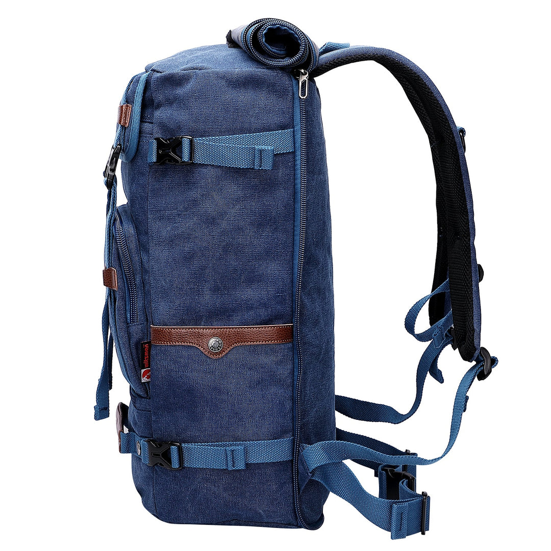 #Color_Classic Blue Canvas Laptop Backpacks