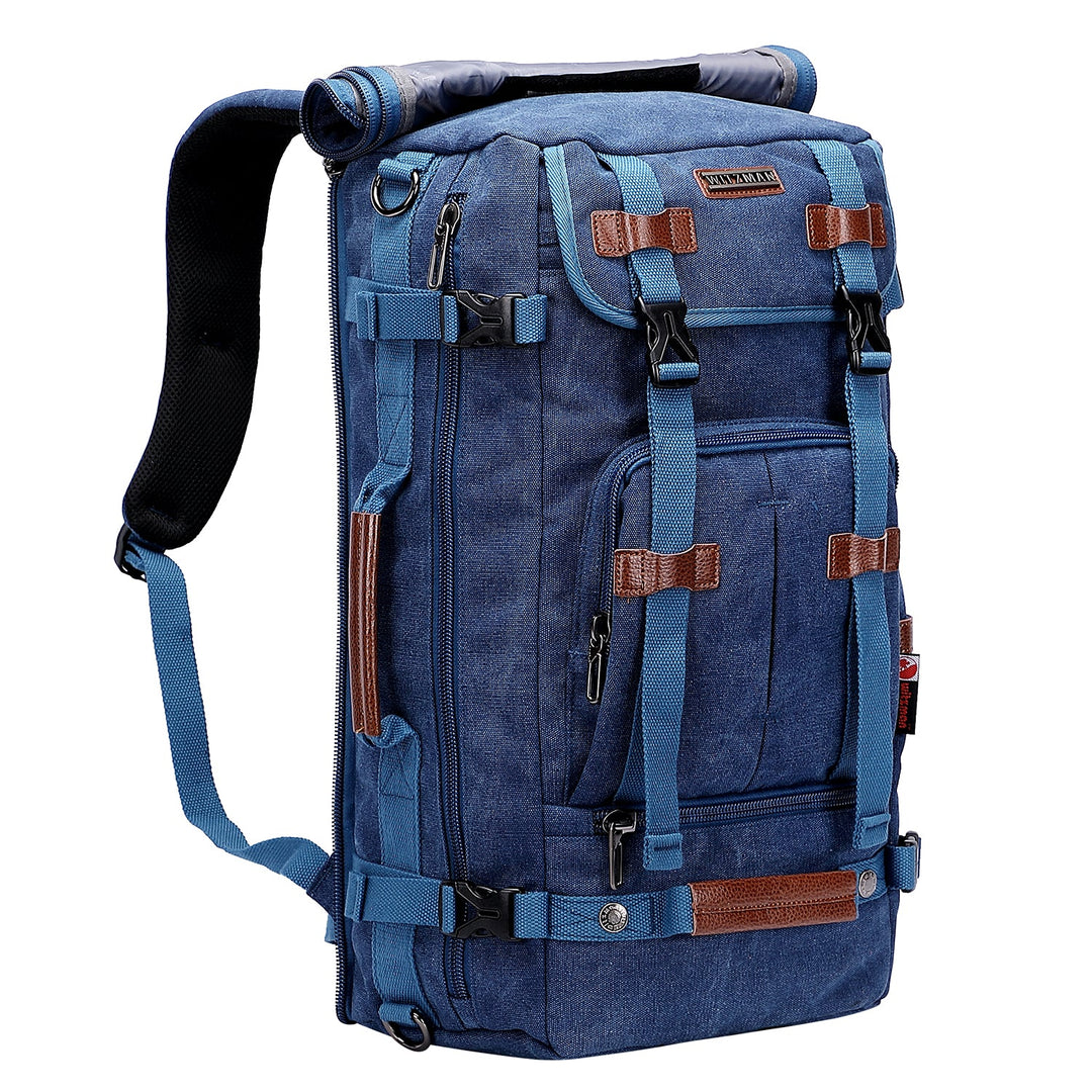 #Color_Classic Blue Canvas Laptop Backpacks