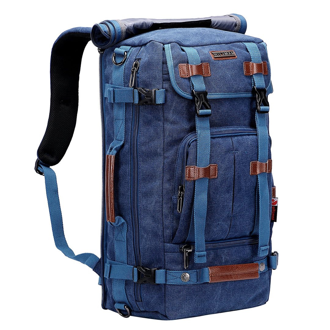 #Color_Classic Blue Canvas Travel Backpacks