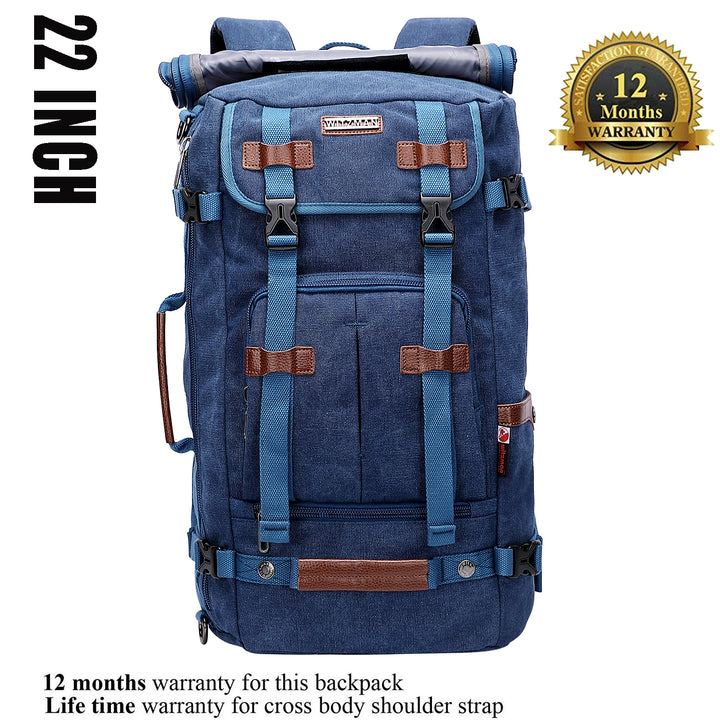 #Color_Classic Blue Canvas Travel Backpacks