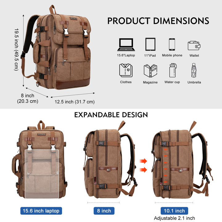 #Color_Brown Canvas Travel Backpacks