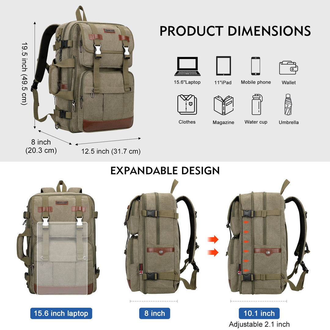 #Color_Army Green Canvas Travel Backpacks