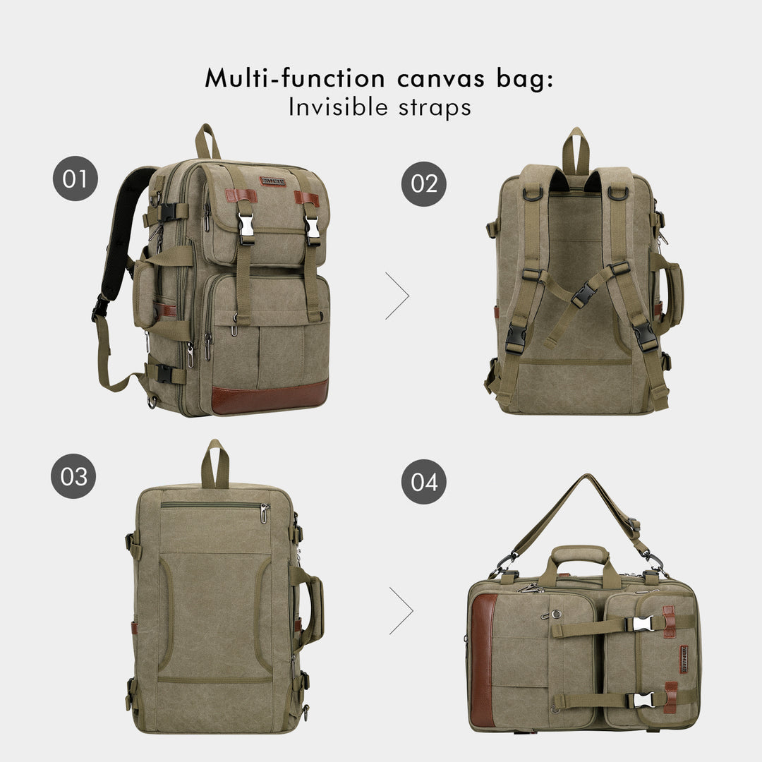 #Color_Army Green Canvas Travel Backpacks