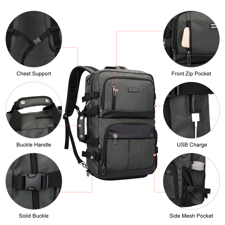 #Color_Dark Geen Nylon Travel Backpack