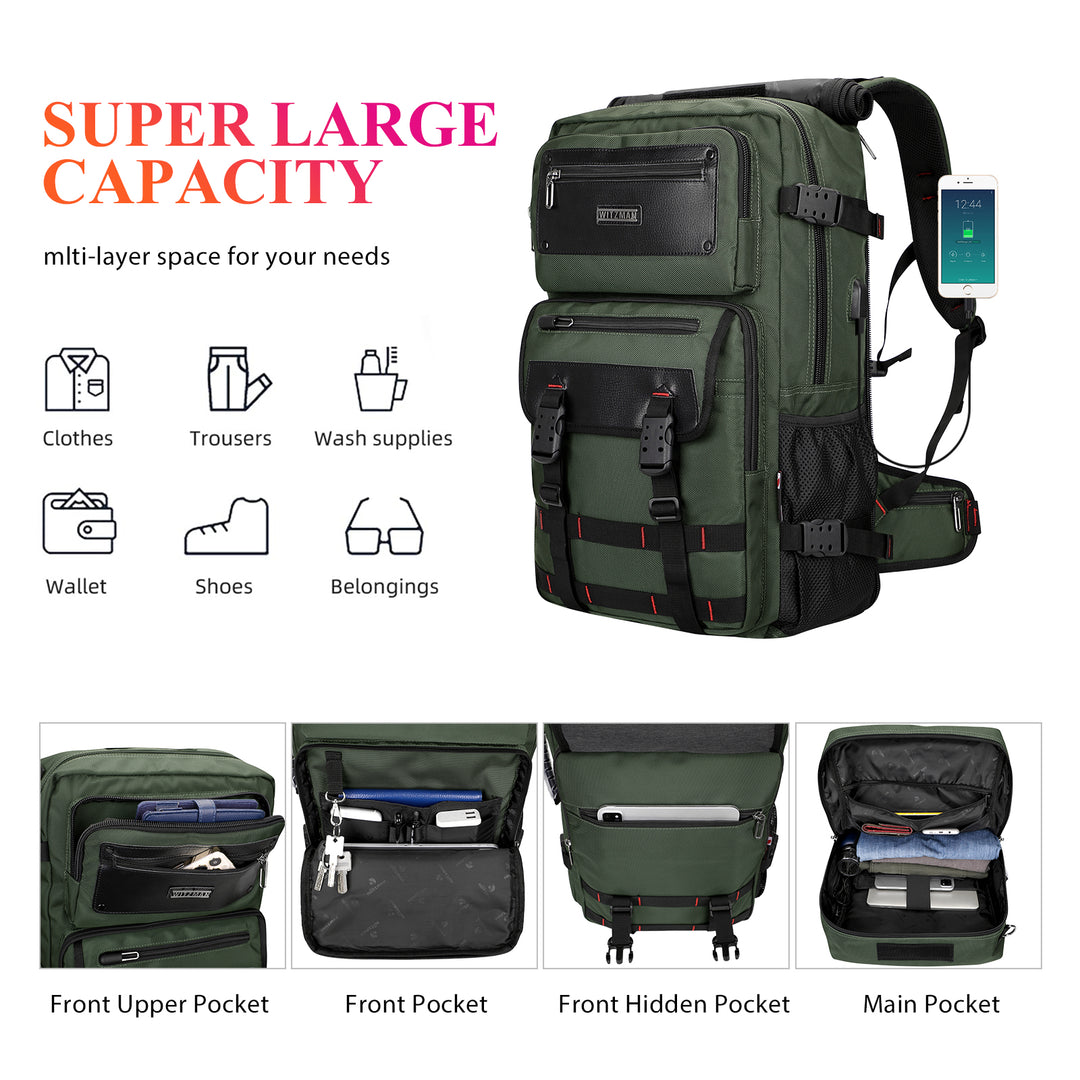 #Color_Army Green Nylon Travel Backpack