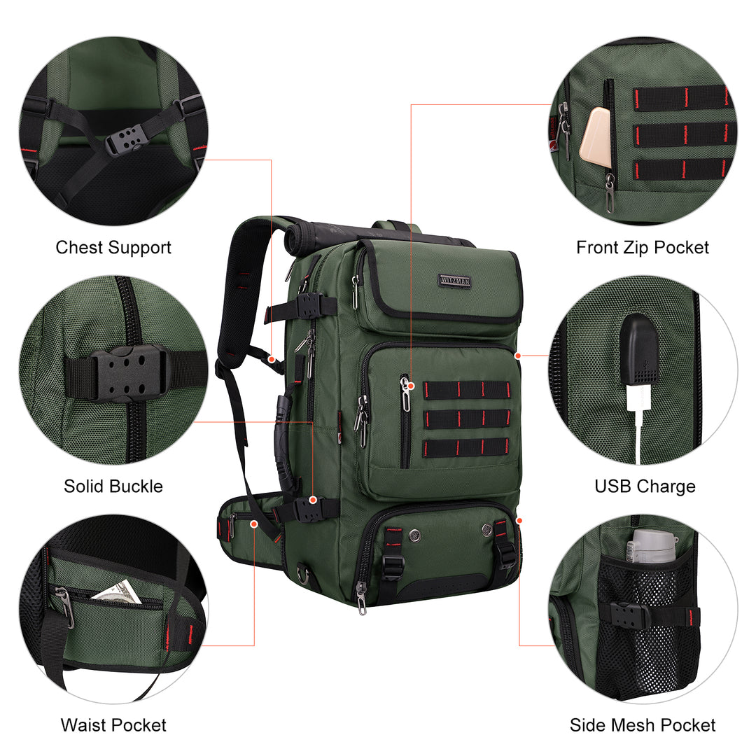 #Color_Army Green Nylon Travel Backpack