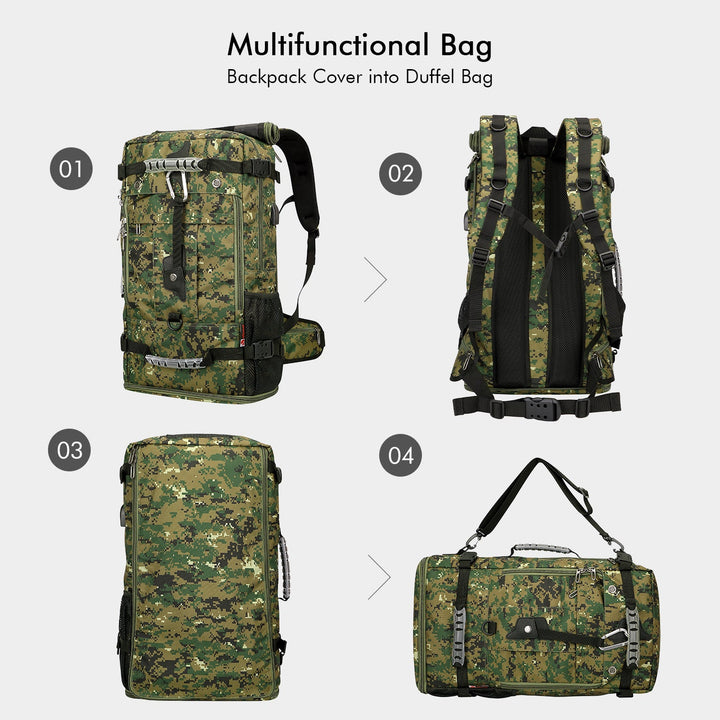 #Color_Camo Green Nylon Travel Backpack