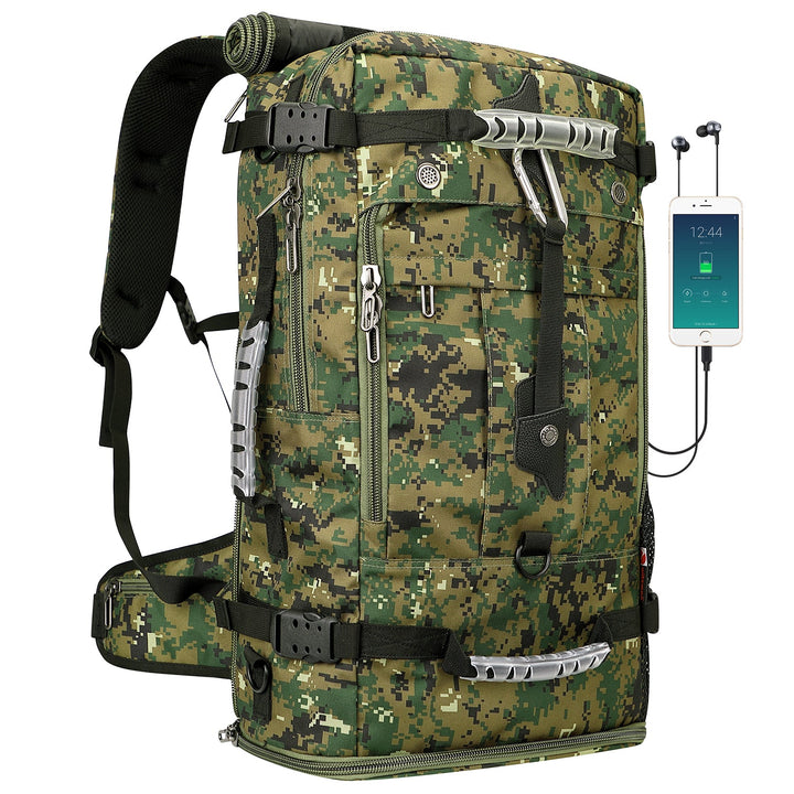 #Color_Camo Green Nylon Travel Backpack