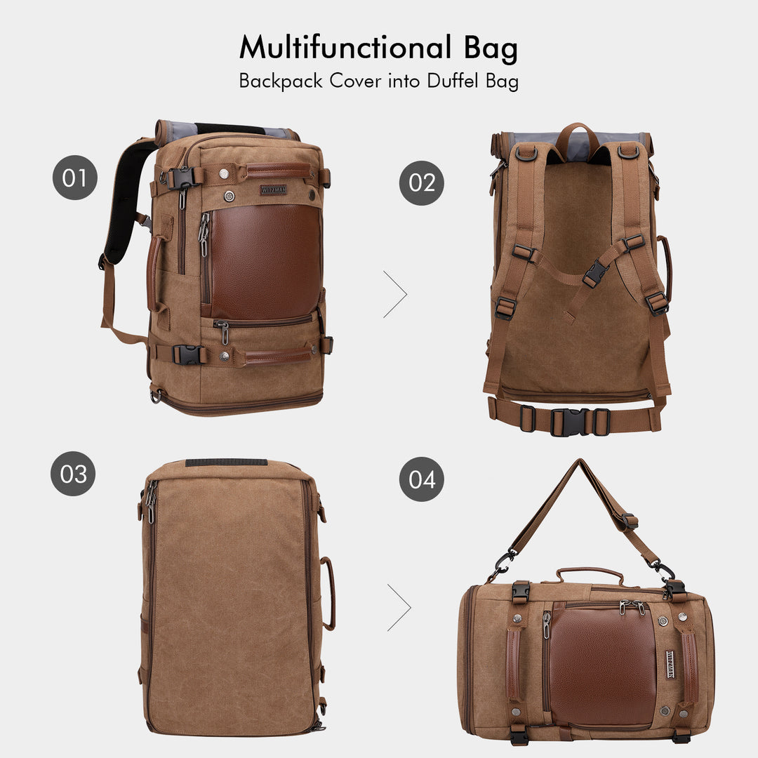 #Color_Brown Canvas Travel Backpacks