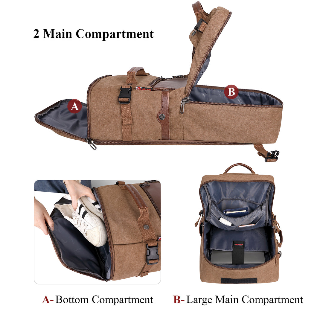 #Color_Brown Canvas Travel Backpacks