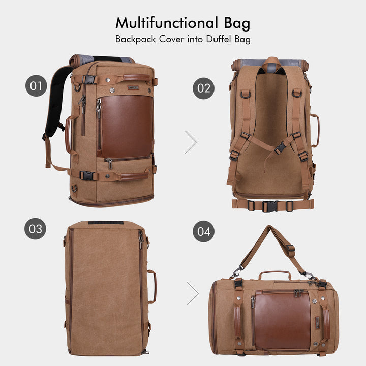 #Color_Brown Canvas Travel Backpacks