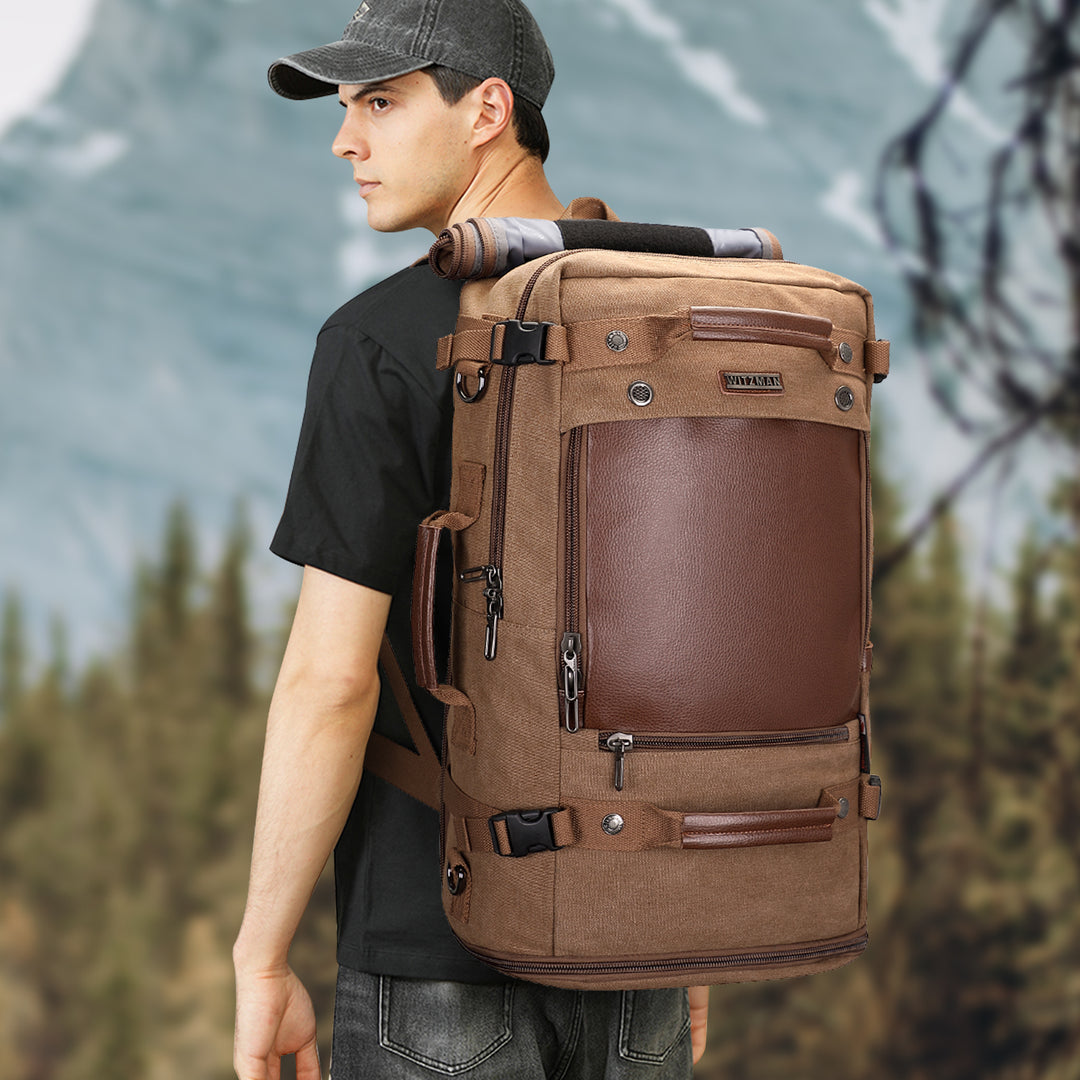 #Color_Brown Canvas Travel Backpacks