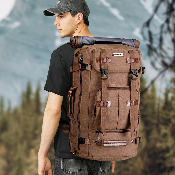 #Color_Brown Canvas Travel Backpacks