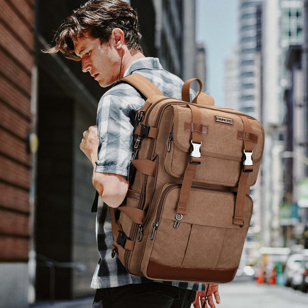 #Color_Brown Canvas Travel Backpacks