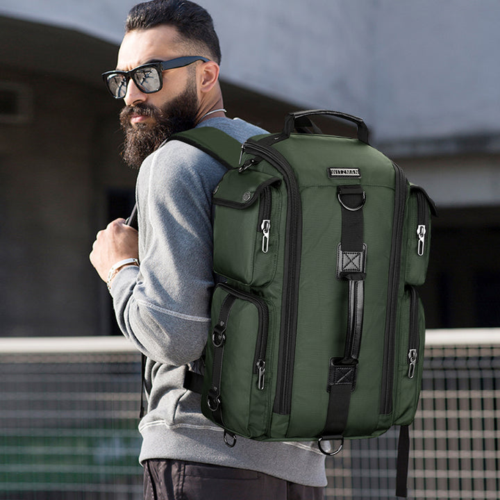 #Color_Army Green Nylon Travel Backpack