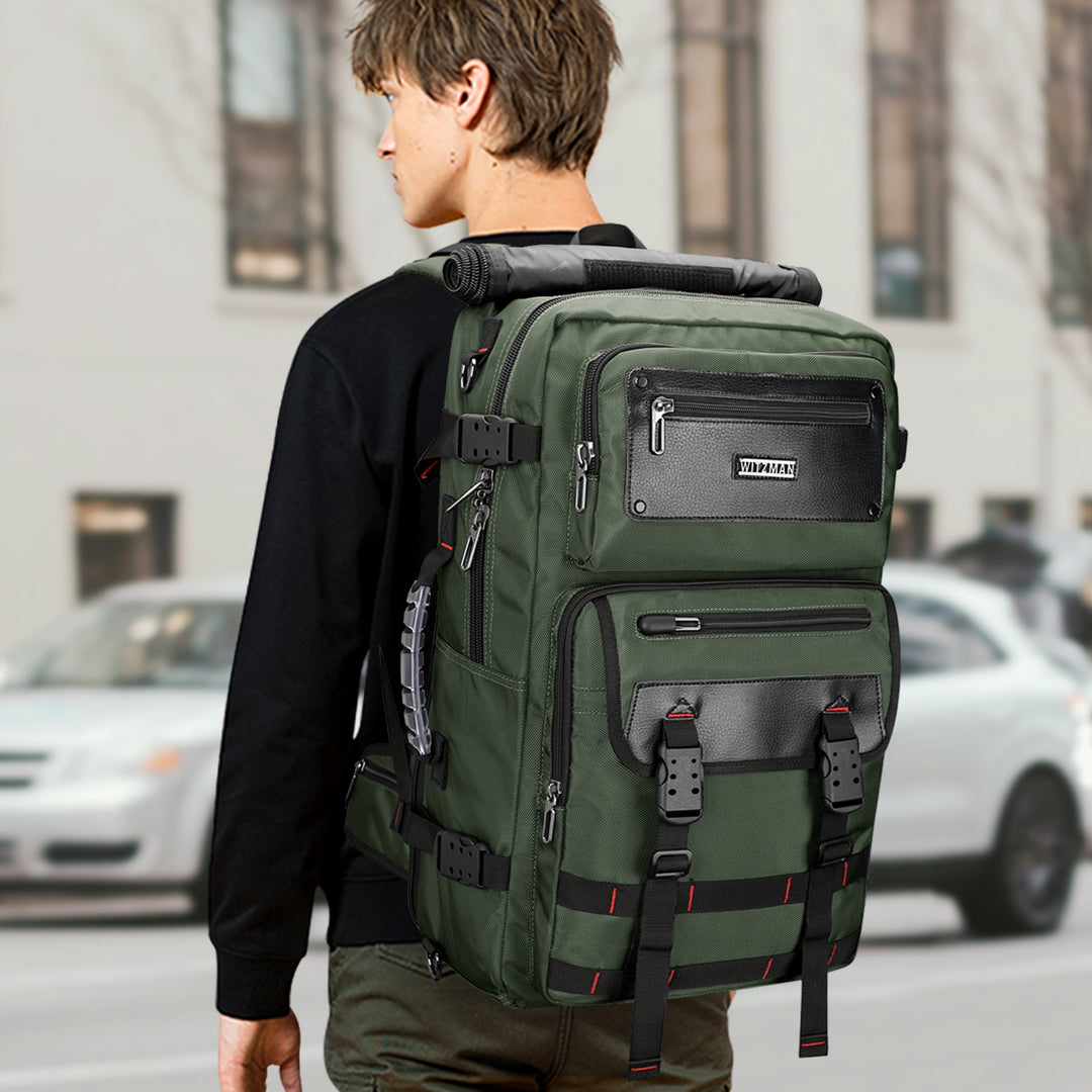 #Color_Army Green Nylon Travel Backpack